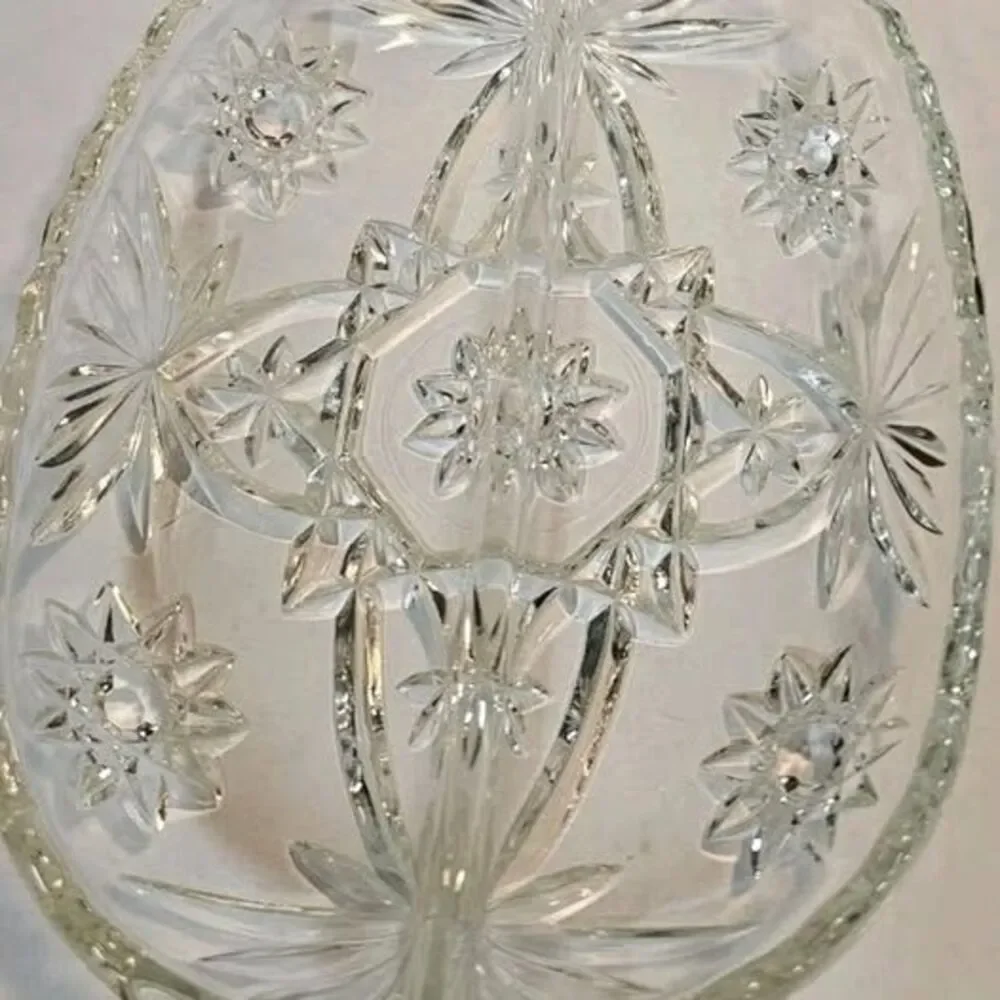 2 ANCHOR HOCKING ⭐ Oval DIVIDED Relish SERVING Dish AMERICAN PRESCUT Charcuterie